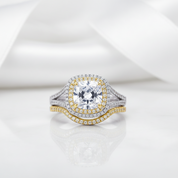Two-tone 1.8 Ct Cushion Cut Diamond Option Ring Set-Black Diamonds New York