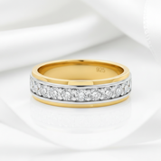 Two Tone Brilliant Round Cut Men's Ring Band-Black Diamonds New York