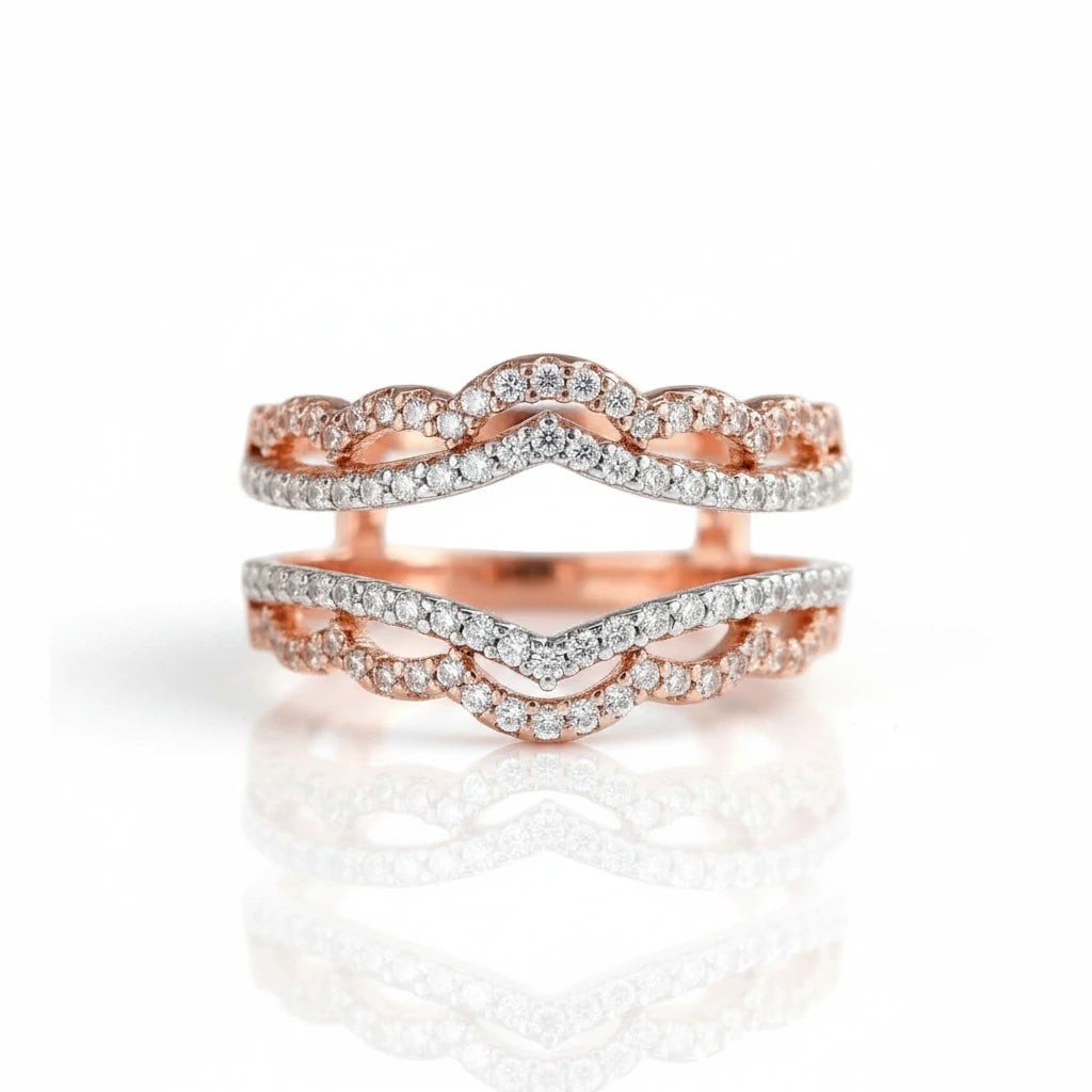 Two tone Elegant Curve Ring Enhancer-Black Diamonds New York