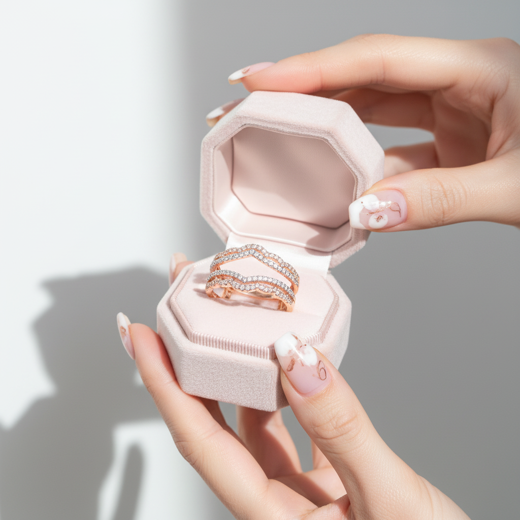 Two tone Elegant Curve Ring Enhancer-Black Diamonds New York