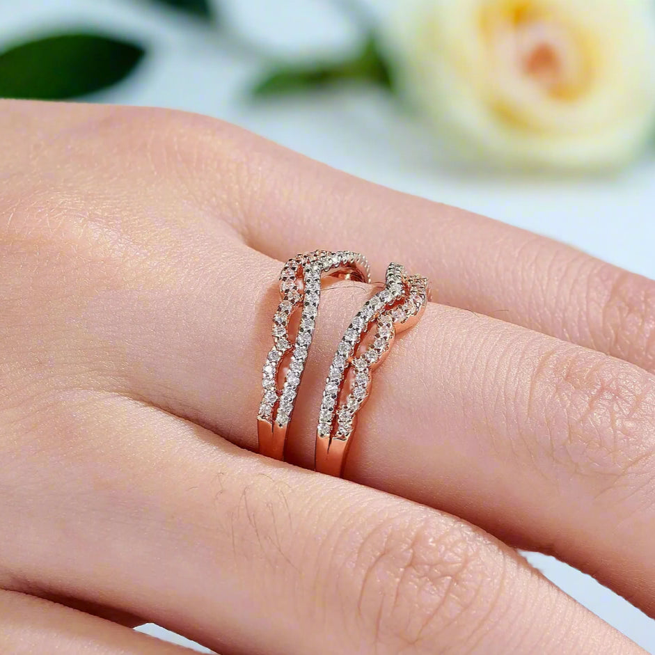 Two tone Elegant Curve Ring Enhancer-Black Diamonds New York