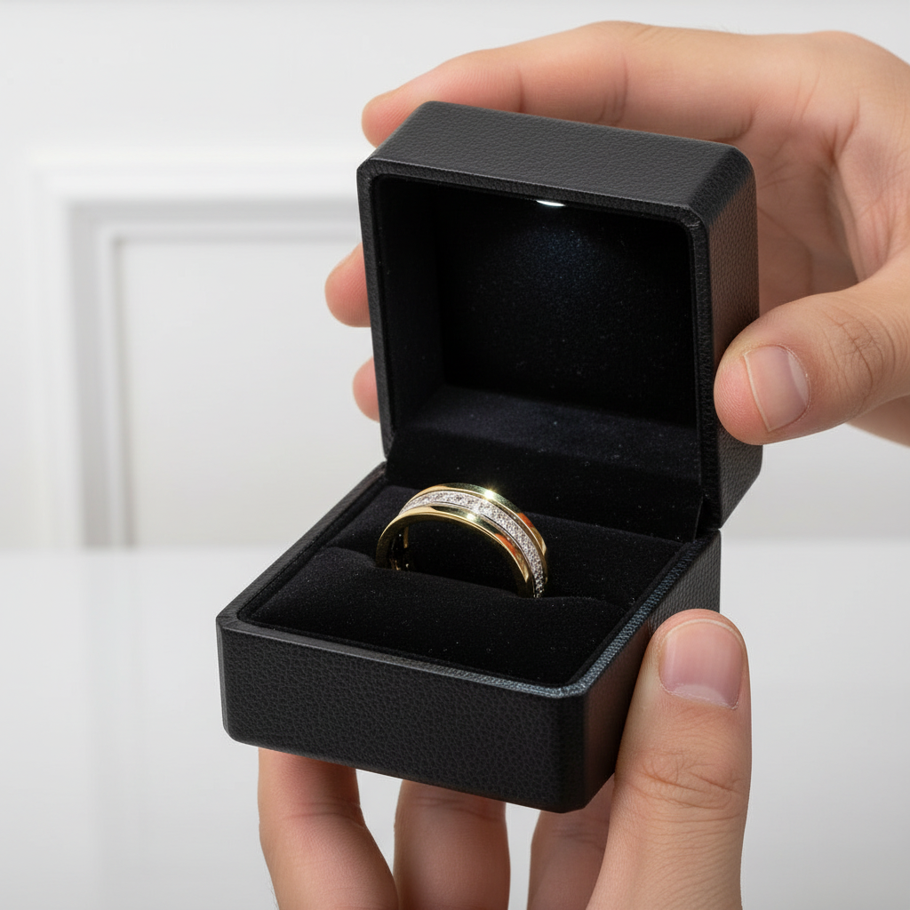 Two Tone Eternity Diamond Men's Wedding Band-Black Diamonds New York