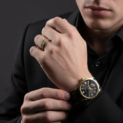 Two Tone Eternity Diamond Men's Wedding Band-Black Diamonds New York