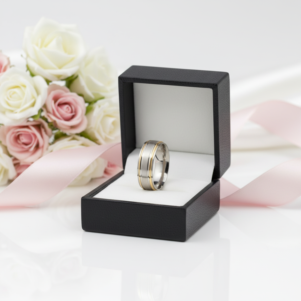 Two Tone Germanium Health Men's Ring-Black Diamonds New York