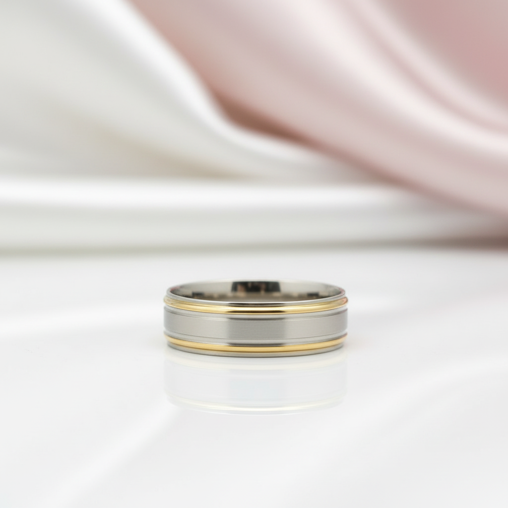 Two Tone Germanium Health Men's Ring-Black Diamonds New York