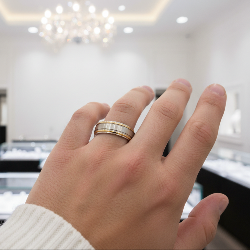 Two Tone Germanium Health Men's Ring-Black Diamonds New York
