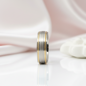Two Tone Germanium Health Men's Ring-Black Diamonds New York