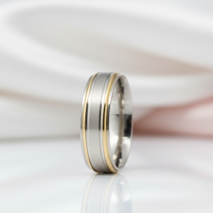Two Tone Germanium Health Men's Ring-Black Diamonds New York
