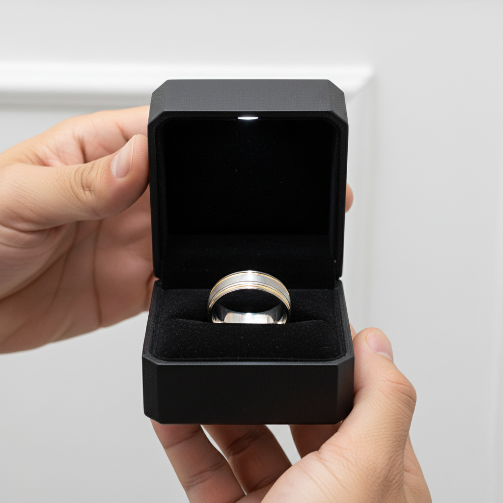 Two Tone Germanium Health Men's Ring-Black Diamonds New York