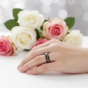 Two-Tone Groove Tungsten Men's Wedding Band-Black Diamonds New York