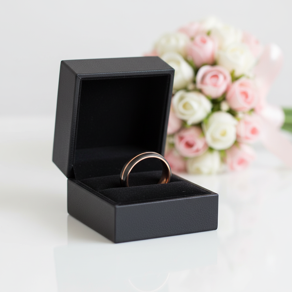 Two-Tone Groove Tungsten Men's Wedding Band-Black Diamonds New York