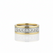 Two tone Half Eternity Round Cut Diamond Option Men's Ring-Black Diamonds New York