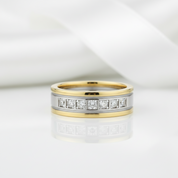 Two tone Half Eternity Round Cut Diamond Men's Ring-Black Diamonds New York