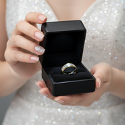 Two tone Half Eternity Round Cut Diamond Men's Ring-Black Diamonds New York