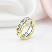 Two tone Half Eternity Round Cut Diamond Men's Ring-Black Diamonds New York