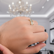 Two tone Half Eternity Round Cut Diamond Men's Ring-Black Diamonds New York