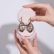 Two-tone Handmade Bird Bud Tree Chrome Diopside Earrings-Black Diamonds New York