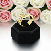 Two Tone Round Cut Halo Men's Ring-Black Diamonds New York