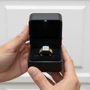 Two Tone Round Cut Halo Men's Ring-Black Diamonds New York