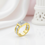 Two Tone Round Cut Halo Men's Ring-Black Diamonds New York