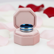 Two Tone Stainless Steel Brushed Plating Men's Wedding Band-Black Diamonds New York