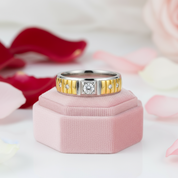 Two Tone Sterling Silver Men's Fashion Band-Black Diamonds New York