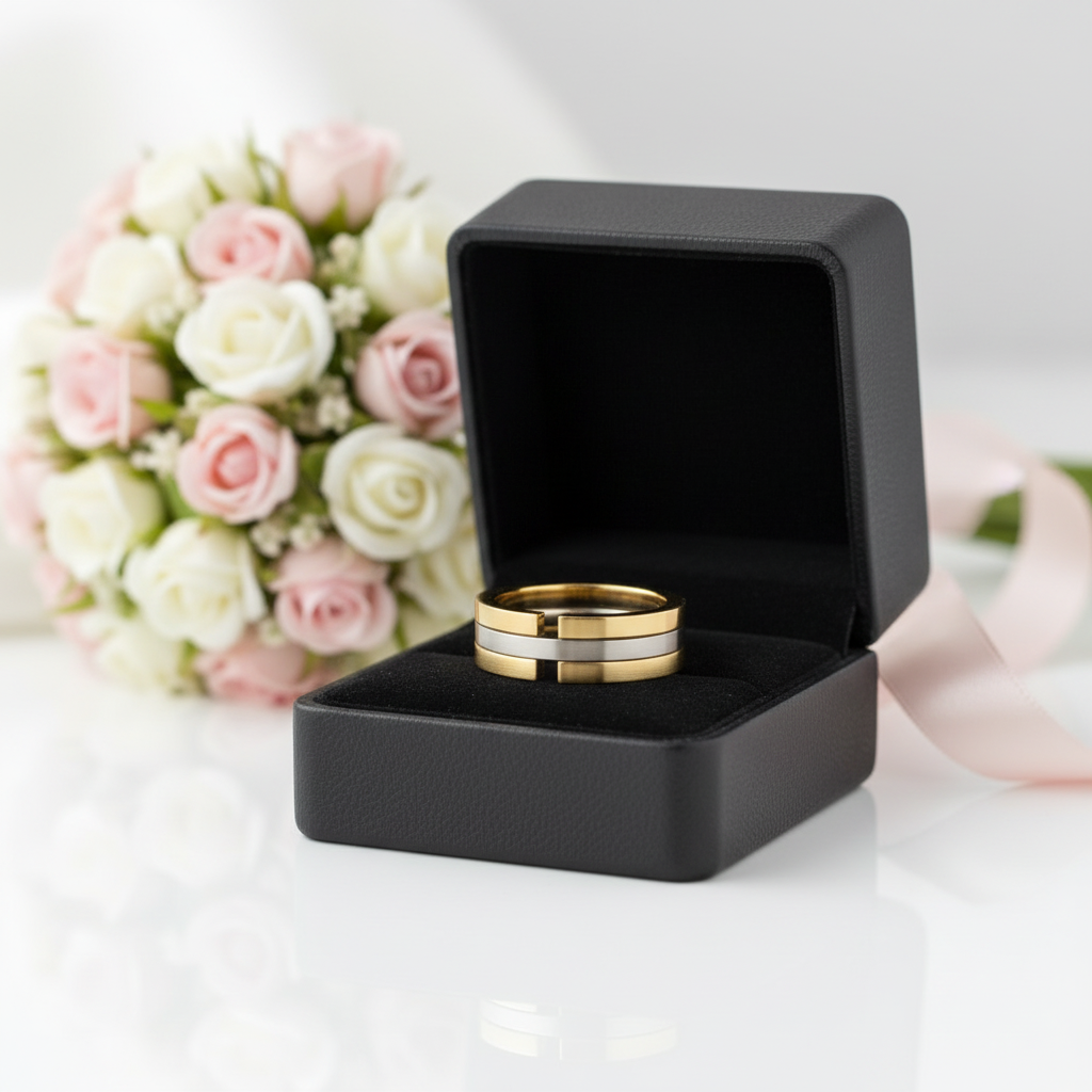 Two Tone Transformable Stainless Steel Men's Ring-Black Diamonds New York