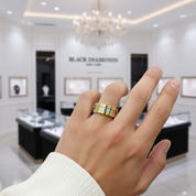 Two Tone Transformable Stainless Steel Men's Ring-Black Diamonds New York