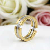 Two Tone Transformable Stainless Steel Men's Ring-Black Diamonds New York