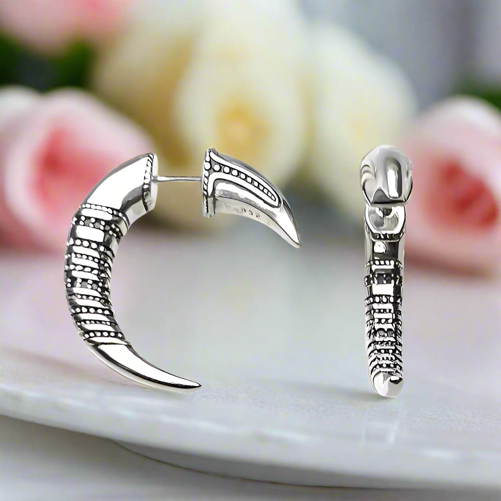 Unique Claw Design Earrings-Black Diamonds New York
