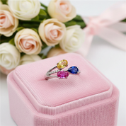 Unique Design Rhinestone Citrine Sapphire Topaz Ring-Black Diamonds New York