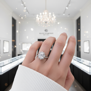 Unique Halo Emerald Cut Wedding Ring Set-Black Diamonds New York