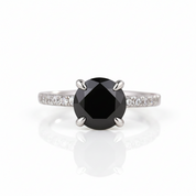 Unique Round Cut Black Diamond Option Engagement Ring-Black Diamonds New York