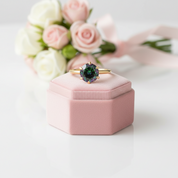 Unique Yellow Gold Round Cut Alexandrite Engagement Ring-Black Diamonds New York