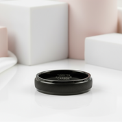 Unisex 6mm Black Tungsten Carbide Wedding Band-Black Diamonds New York