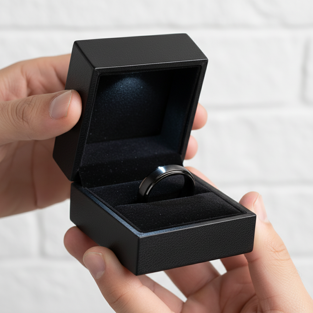 Unisex 6mm Black Tungsten Carbide Wedding Band-Black Diamonds New York