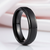 Unisex 6mm Black Tungsten Carbide Wedding Band-Black Diamonds New York