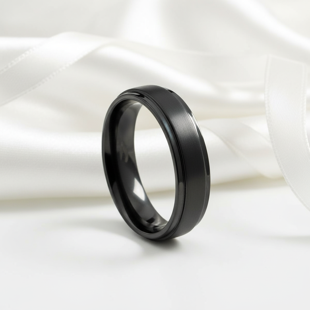 Unisex 6mm Black Tungsten Carbide Wedding Band-Black Diamonds New York