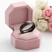 Unisex 6mm Black Tungsten Carbide Wedding Band-Black Diamonds New York