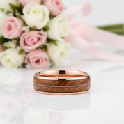 Unisex Tungsten Wedding Band with Oak Wood Whisky Barrel Inlay-Black Diamonds New York