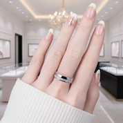 Unisex Wedding Band with Round Diamond Option Inlay-Black Diamonds New York