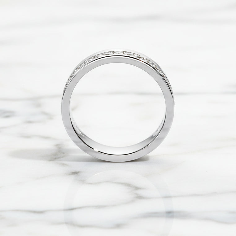 Unisex Wedding Band with Round Diamond Option Inlay-Black Diamonds New York