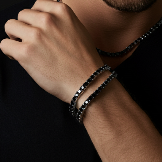 Round Black Full Diamond Option Tennis Bracelet-Black Diamonds New York