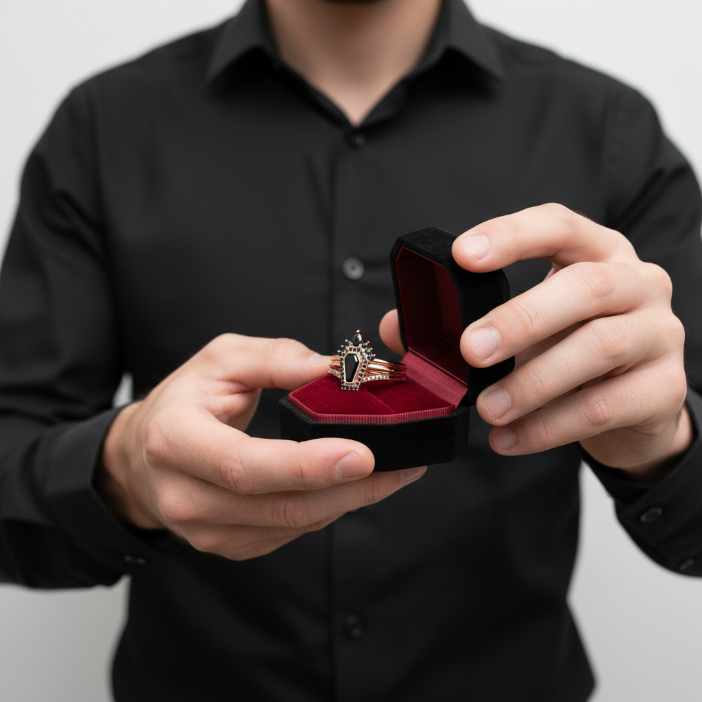 Until Death Rings- Limited Coffin Shape Diamond Wedding Rings-Black Diamonds New York