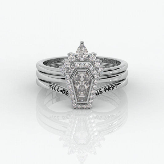 Flash Sale- Until Death Rings- Limited Coffin Shape Diamond Wedding Rings-Black Diamonds New York