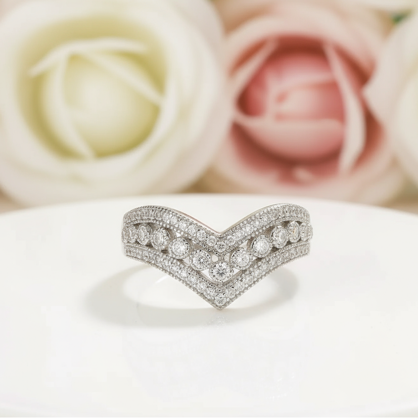 V Shape 3 layered Diamond Band-Black Diamonds New York