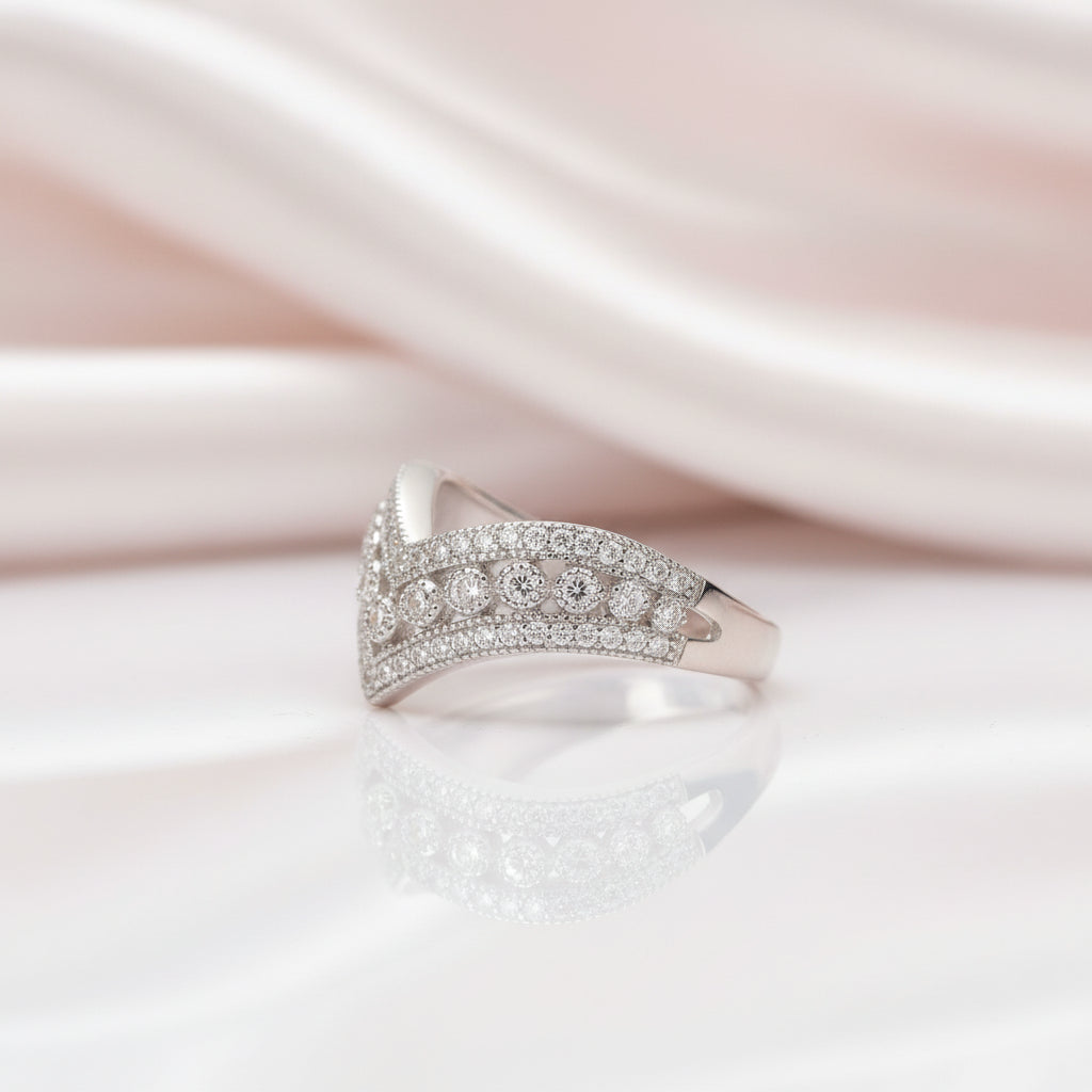 V Shape 3 layered Diamond Option Band-Black Diamonds New York