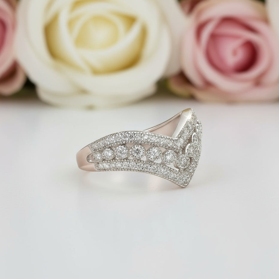 V Shape 3 layered Diamond Band-Black Diamonds New York