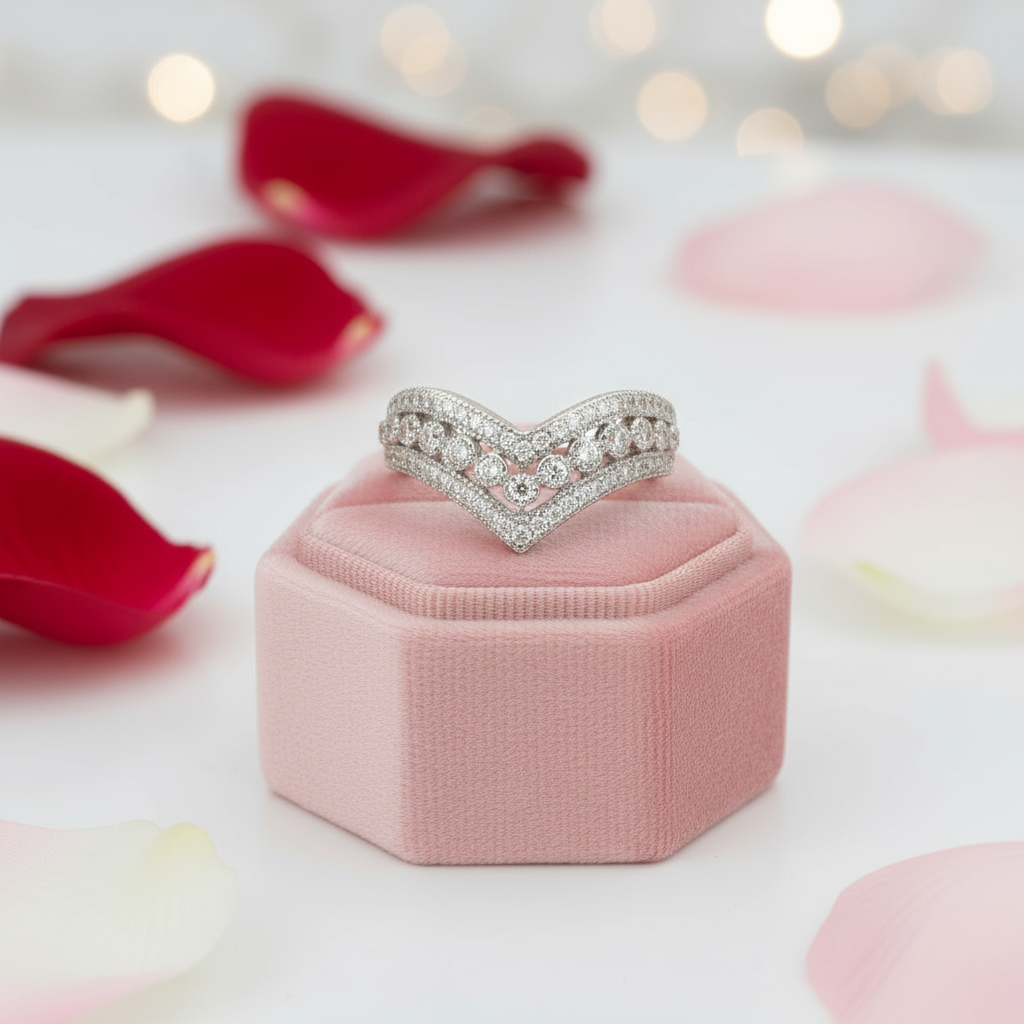 V Shape 3 layered Diamond Band-Black Diamonds New York