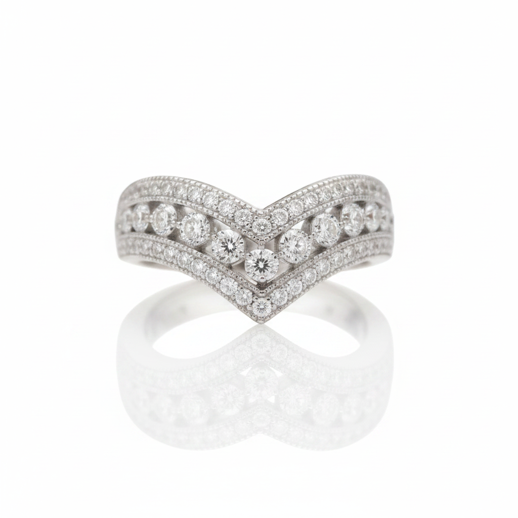 V Shape 3 layered Diamond Option Band-Black Diamonds New York
